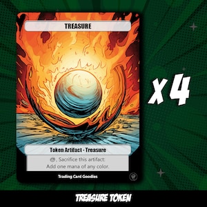 Pacote de fichas de tesouro x4 | Token MTG | Proxy MTG | Magia O Encontro | Comandante EDH | Ficha Mágica