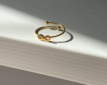 Gold Waterproof Adjustable Infinity Ring, Dainty, Elegant , Friendship, Gift