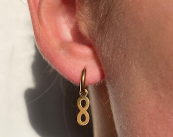 Gold Waterproof Infinity Dangle Earrings, Dainty, Cute, TSITP