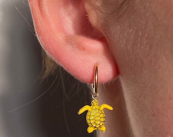 Gold/Silver Waterproof Turtle Dangle Earrings, Dainty, Surf, Ocean, Beachy, Summer