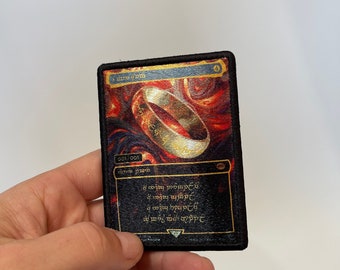 Magic the gathering card iron on patch, The one ring hologram embroidery patch trading card  replica