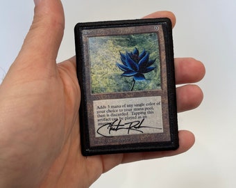 Magic the gathering card iron on patch, Black lotus artist proof hologram embroidery patch trading card  replica