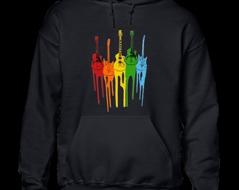 Dripping guitars paint hoody hoodie musician guitar player band music gift top Funny Top Gift Present Idea Dad Husband Cool Joke