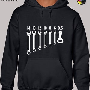 Wrench socket beer hoodie hoody unisex funny joke cool car mechanic spanner tool bottle opener motorbike builder comedy cool present gift