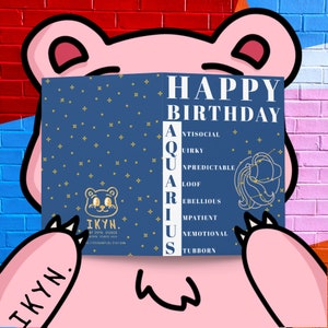 Feliz Aniversário Aquário - Cartão de Aniversário Engraçado para Amigos, Cartão Rude, Cartão de Aniversário Engraçado Signo do Zodíaco