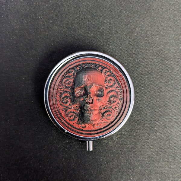 Gothic Pillbox, Filigree Design, Pill Box, Goth, Gothic Skull, Skull Pillbox, Skully box