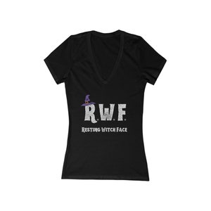 Witchy Halloween Deep V-Neck Womens T-Shirt, Gift for Sassy Wife, Ladies Funny Spooky Season Tee, Witty Female Halloween Shirt