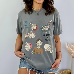 TShirt Gift for Zombie Lovers, Zombie Gang Halloween Shirt, UnDead Stalking Victim Tee, Creepy Zombie Eating, Creepy Halloween Graphic Shirt