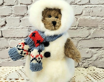 Matthew 91756-19 Nounours vintage Boyd's Bears de 20 cm (8 po.) habillé en costume de bonhomme de neige