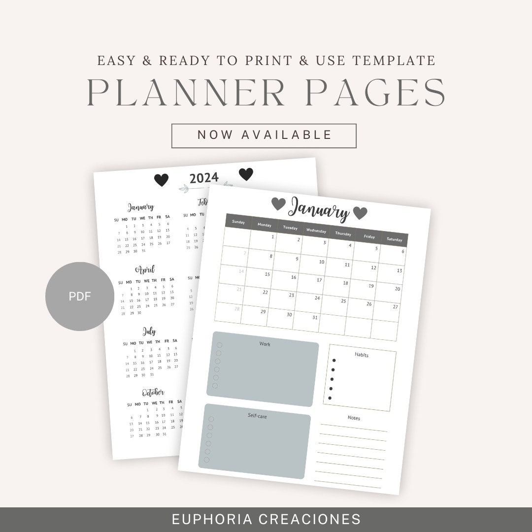 Printable Calendar 2024 Monthly Planner 2024 / Minimalist / A5 Planner