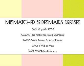 Buy Customized Mismatched Bridesmaids Dresses / Bridal Party Template  Online in India - Etsy