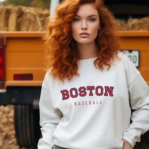 Boston Baseball Sweatshirt, Red Sox Crewneck, Boston Game Day Pullover