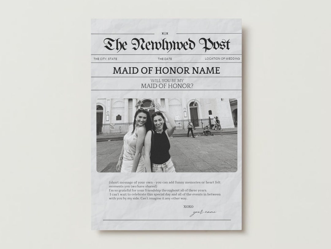 Bridesmaid Proposal Newspaper Template Mini Version Etsy Bridesmaid Proposal Newspaper Template Mini Version Etsy