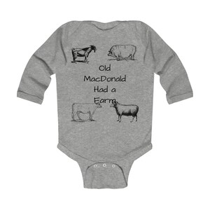 Baby Long Sleeve Bodysuit, Farm Animals