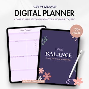 Digital Planner (Undated) - Life in Balance - for iPad Android GoodNotes Notability Noteshelf NotesWriter, Aesthetic Minimal Template Pdf