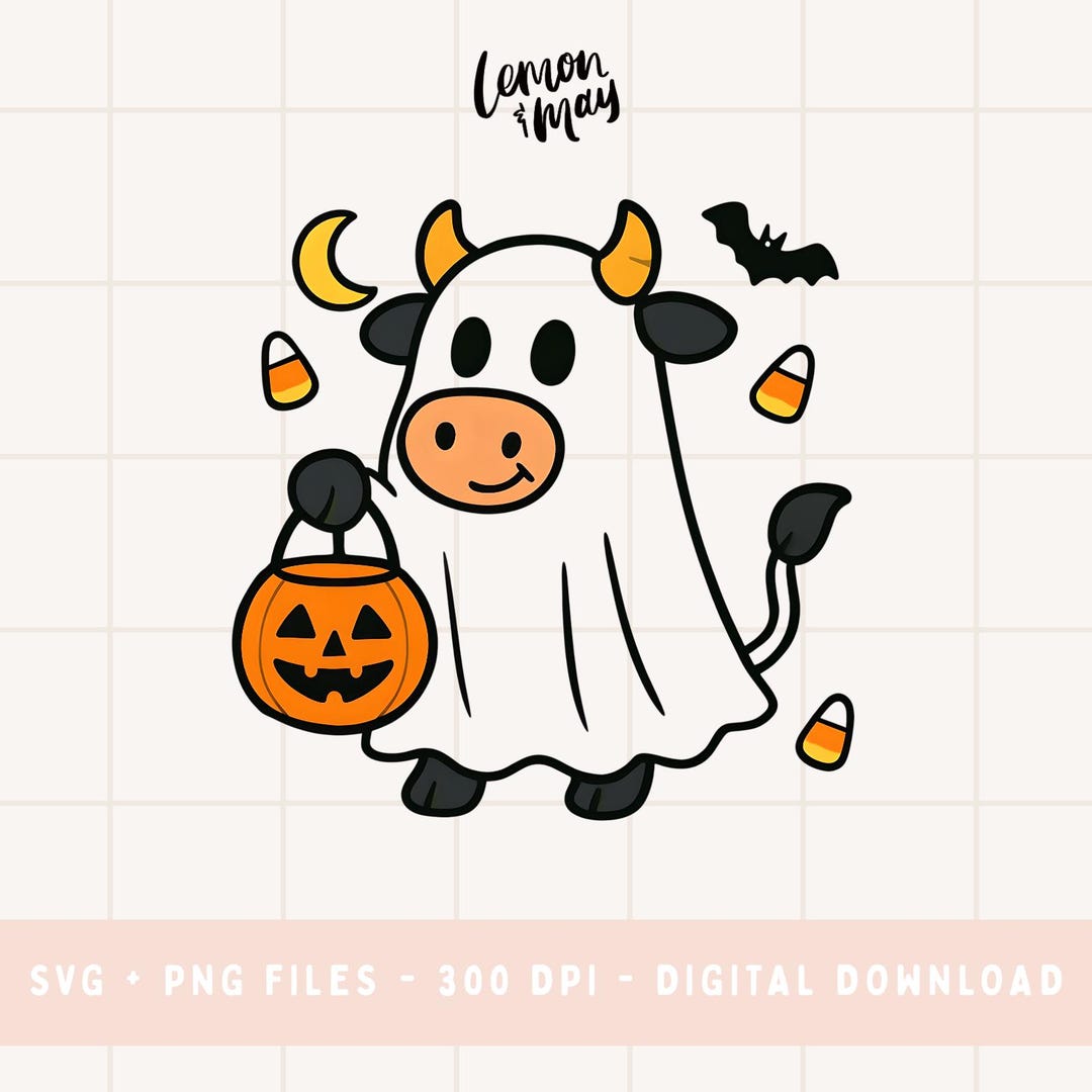 Cute Cow Ghost SVG PNG Halloween PNG Cricut Cutout Digital Download - Etsy