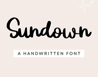 Sundown, Handwritten Script Font, Elegant Script Typeface, Custom Font, Handwritten Font, Typographic Design