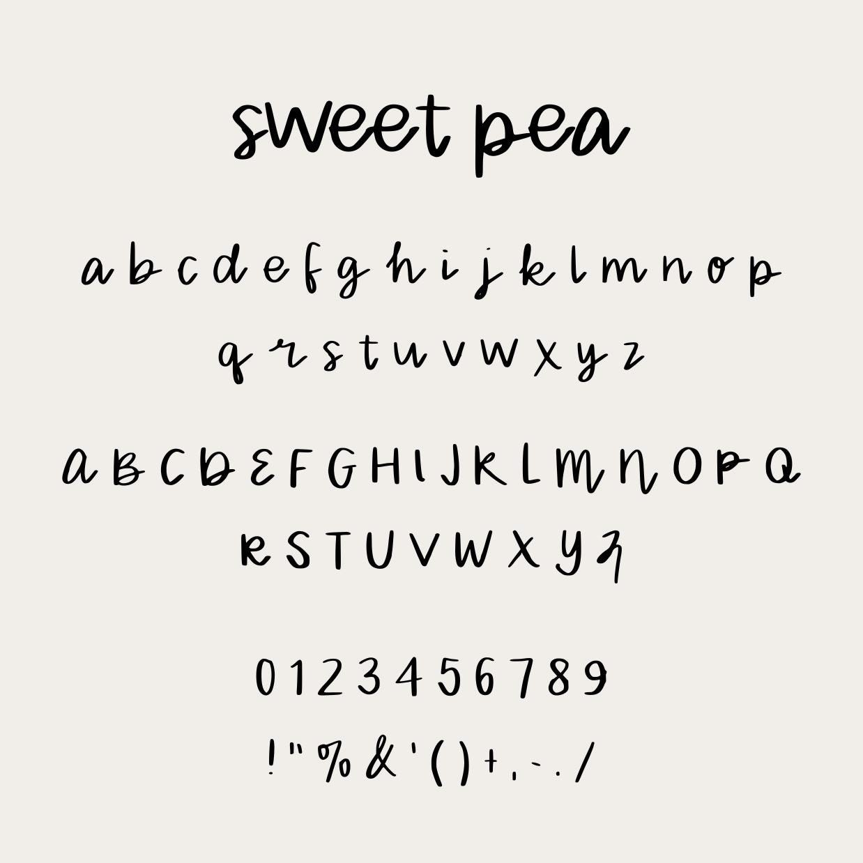 Pea Lettering Sweet Pea, Handwritten Calligraphy Font - Etsy