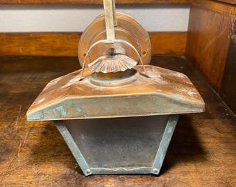 Vintage 1940s Copper Porch Light Decor Candle Lantern