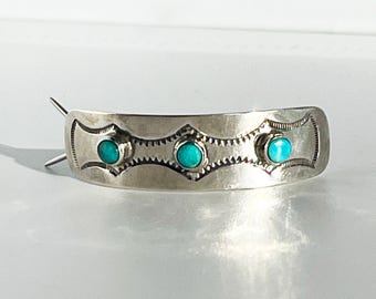 Vintage Southwestern Stamped Sterling Silver Hair Barrette  display picture 1