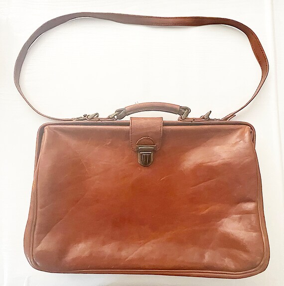 Vintage 1950-1960 Genuine Leather Chestnut Brown … - image 1