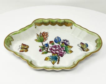 Vintage Herend Hungary Queen Victoria Oval Tray, Hand Painted