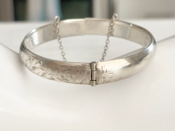 Vintage Sterling Silver Forstner Bangle Bracelet … - image 2