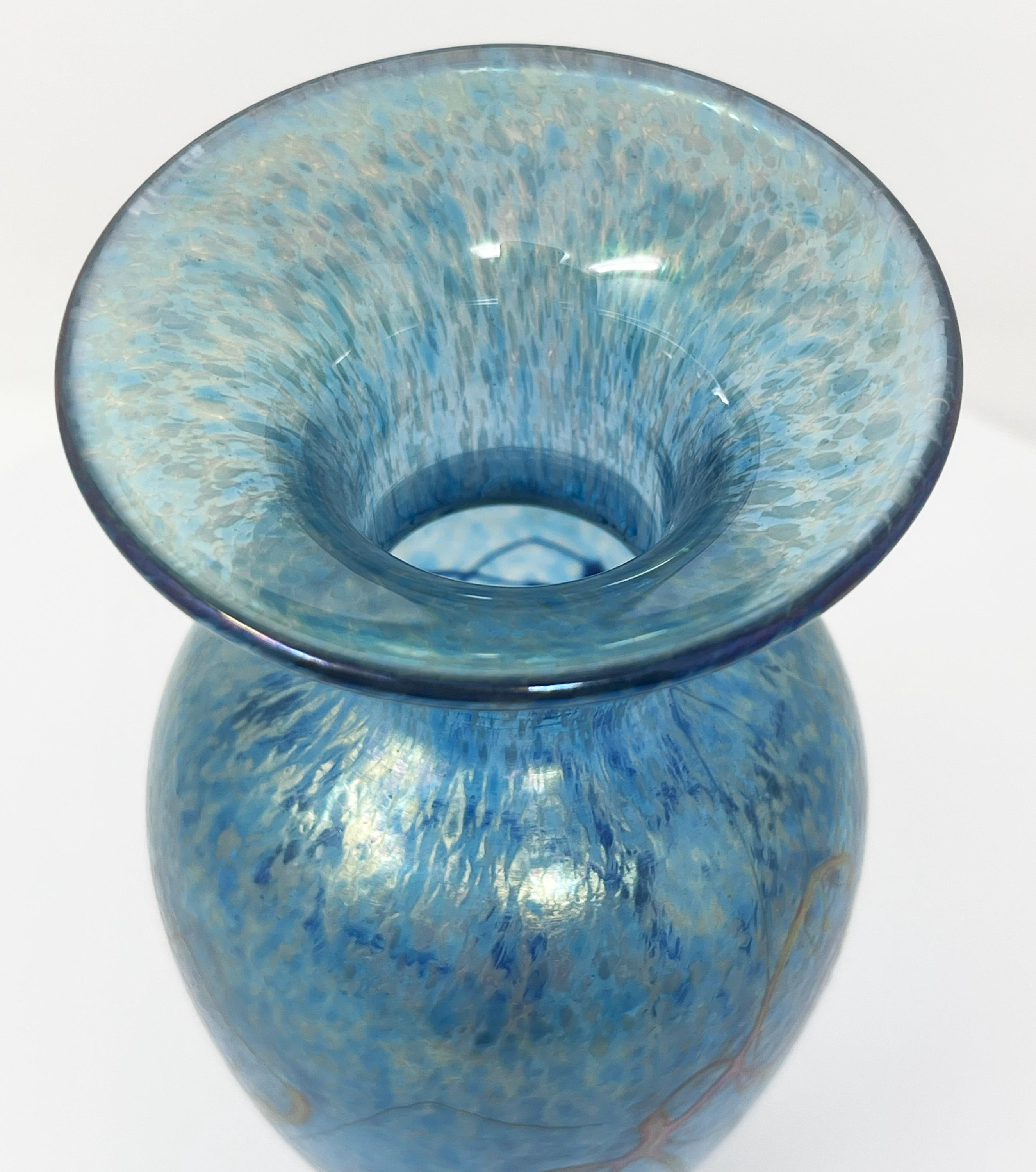 Signed Robert Held Art Glass Vase Blue Purple Iridescent 7