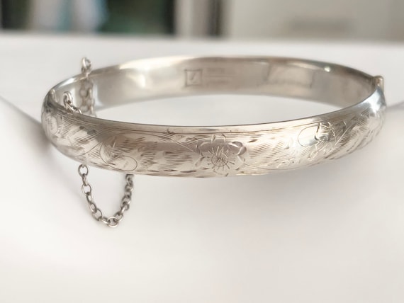 Vintage Sterling Silver Forstner Bangle Bracelet … - image 1