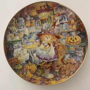 Limited Edition Franklin Mint &quot;Scaredy Cats&quot; Collector Plate by Bill Bell - Vintage Cat Plate