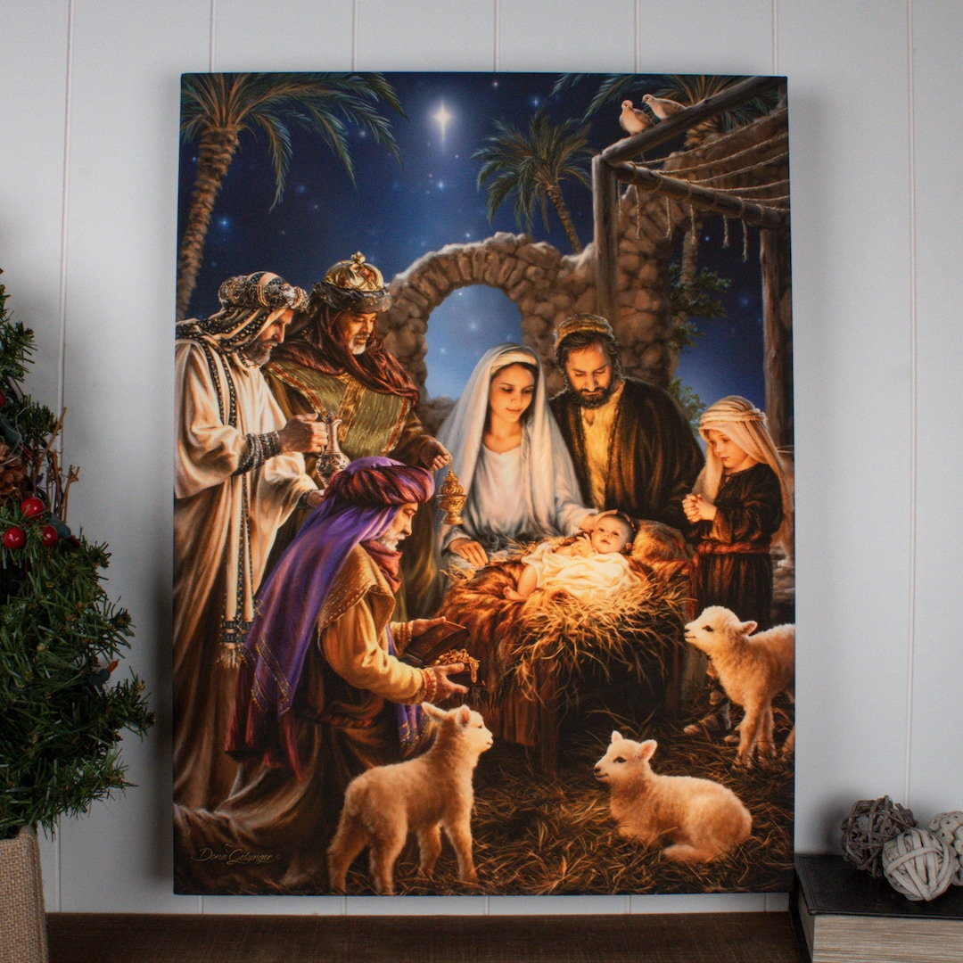 The Nativity 18x24 Fully Illuminated LED Wall Art Etsy
