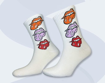 rolling stones socke | Tennissocke | Sneakersocke | duftende coole lustige Socken mit bunten Motiven zum verschenken !