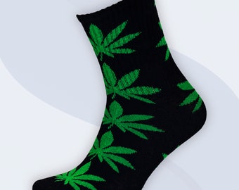 Chaussette de mauvaises herbes | Chaussette de marijuana | Chaussettes de tennis | Marie Jeanne | Des chaussettes parfumées, cool et rigolotes aux motifs colorés à offrir en cadeau