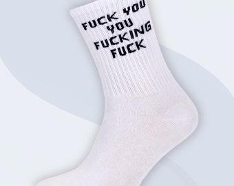 fuck you fuckin fuck! | Tennissocke | Sneakersocke | duftende coole lustige Socken mit bunten Motiven zum verschenken !