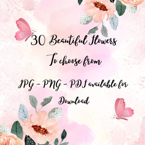 30 Variety of flowers - Coloring Book Digital | Print | JPG | PNG | PDF | Sunflowers | Aster | Magnolia | Daisy | Color | Print varies sizes