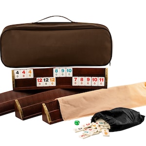 Personalized Wooden Oval Rummy Cube Set, Rummikub Game Oval Shaped Elliptic Rummy Racks, Customizable Rummy Set Gifts