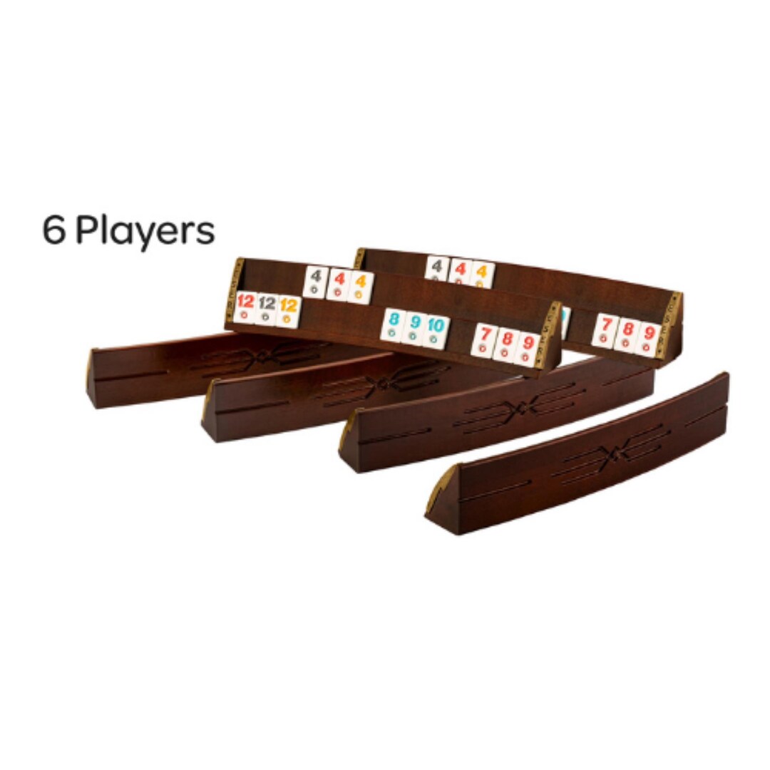 Custom Wooden Rummy Set With Personalized Engraving - Straight Racks & Tiles
