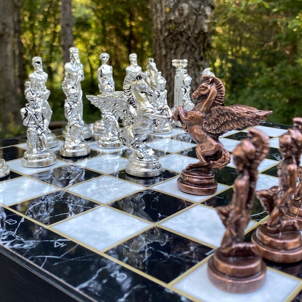 Premium Personalized VIP Metal Chess Set for Adults | Handmade Chess Pieces and Chess Board | Chess Board with Metal Pieces