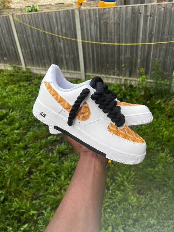 Yellow Nike Air Force 1 with rope laces