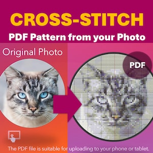 Convert photo to stitch Pattern Personalize Cross Stitch Pattern Counted Custom Stitch DIY Stitch