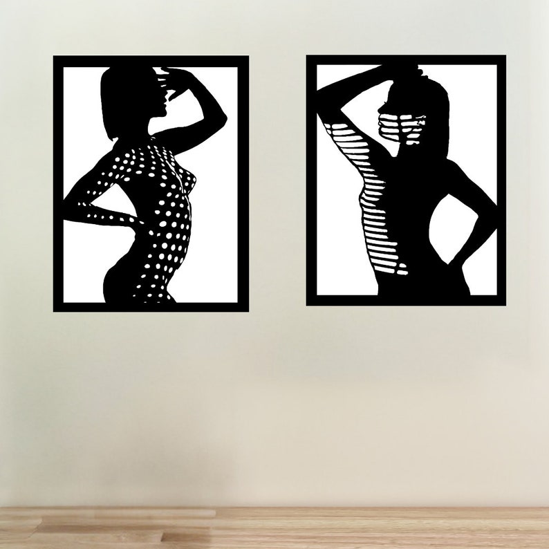 2 Beautiful Canvas Together, Women Wall Decor, Female Body Wall Art, Nu