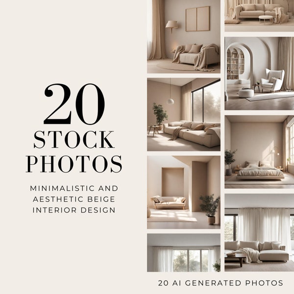 Minimalistic And Aesthetic Beige Interior Stock Photos | Interior Design Photo Bundle