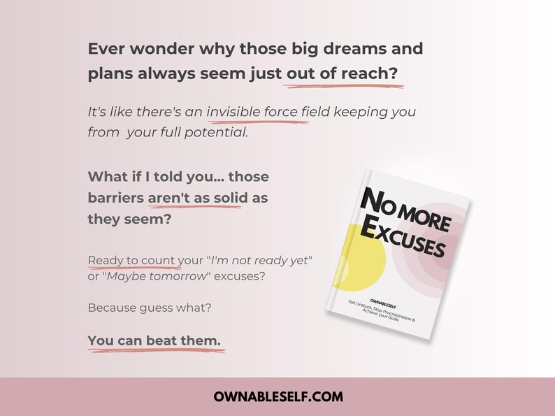 No more saying 'tomorrow.' This excuses workbook helps you beat procrastination, overcome fear, and start achieving your goals today.