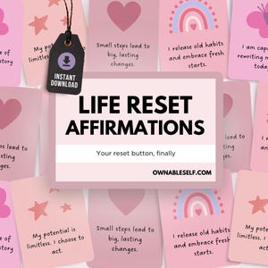 Life Reset Affirmations Printable, Change your Mindset, Positive Affirmations to Change your Life, How to Reset Yourself Mentally