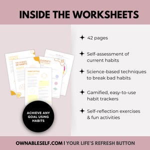 42-page habit journal PDF with science-backed techniques on how to stop bad habits addictions, build routines, and change habits in 21 days.
