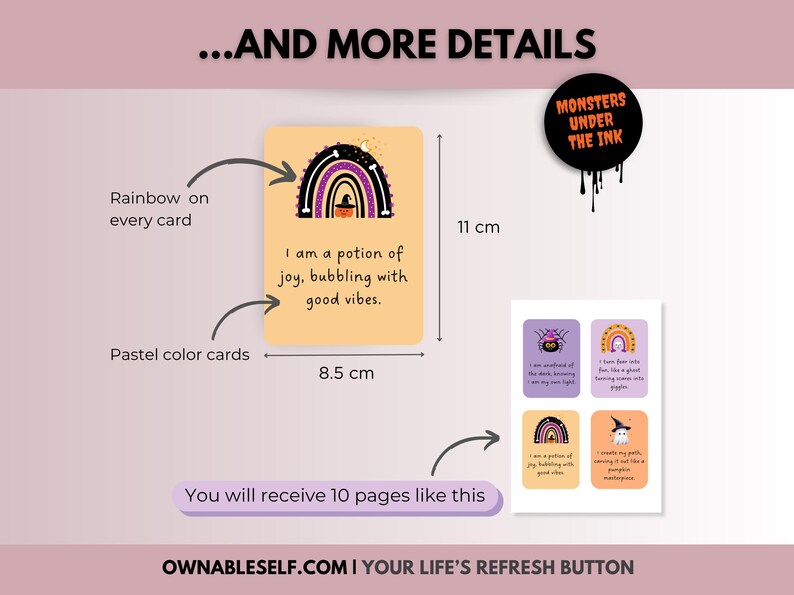 Halloween Affirmation Cards, Summerween Party Printable, Spooky Halloween Cards, Halloween in July, Ghost Halloween Digital Gift image 3