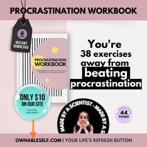 Procrastination Workbook, Get Things Done with ADHD, Procrastination Worksheets, How to Stop Being Lazy, Stop Procrastinating PDF
