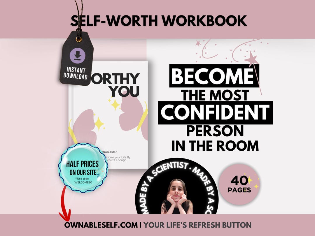 Self Worth Worksheets for Building Self Esteem, Self Love Worksheets ...