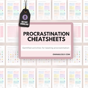 Procrastination Cheat Sheets, Printable Procrastination Bingo, Gamified Plan to Stop Procrastinating, Productive Plan for Easily Distracted