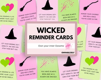 Wicked Gentle Reminders, Wicked Affirmation Cards, Wicked Movie Motivational Deck, Self Care Gift, Wicked Valentines, Wicked Era Cards